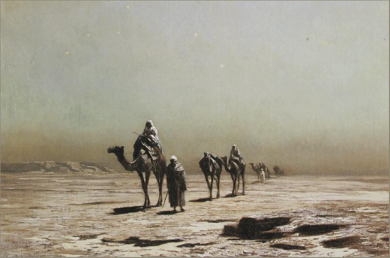 Ludwig Hans Fischer An Arab Caravan at Dusk. oil painting image